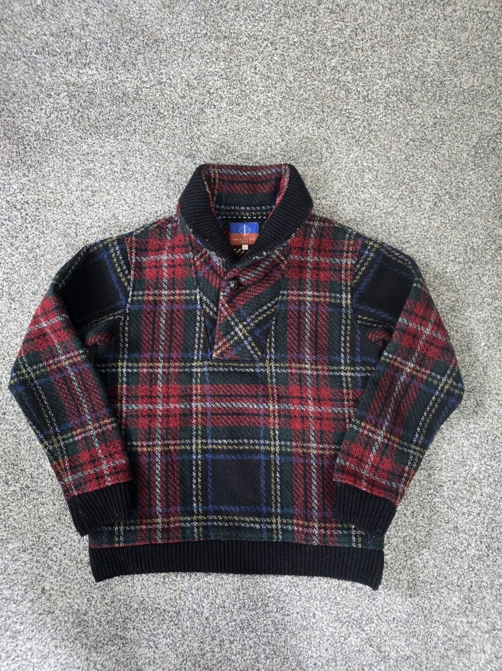 Opening Ceremony Est 2002 Plaid Shawl Collar Knit Sweater Vintage Tartan Mens